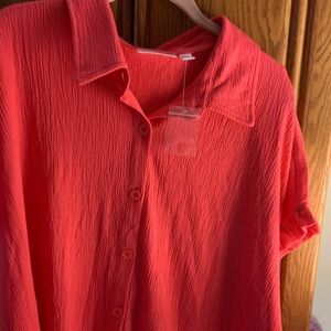 Women's Red Button Down Shirt